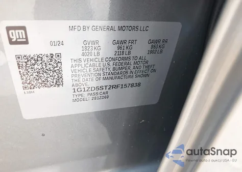 2024 Chevrolet Malibu Fwd 1Lt from USA, damaged, VIN 1G1ZD5ST2RF157838